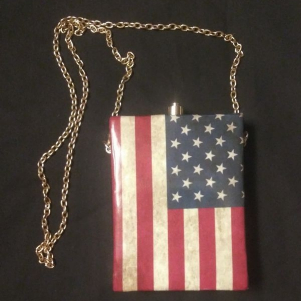 American flag vinyl box shoulder bag